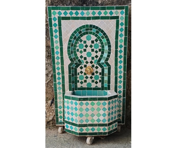 Fuente de mosaico árabe 2 verdes