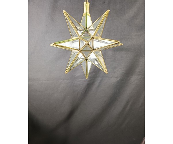 Lámpara marroquí de cristal y bronce en forma de estrella
