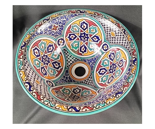 Lavabo marroquí de cerámica pintado Raimbow marroquí