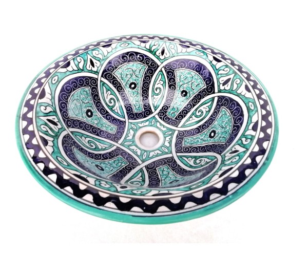 Lavabo de cerámica pintado de Océanos 40 cm