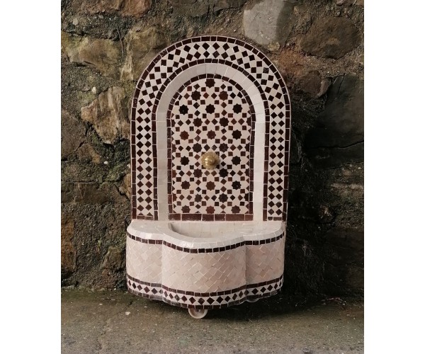 Fuente de mosaico beige marrón 70 cm