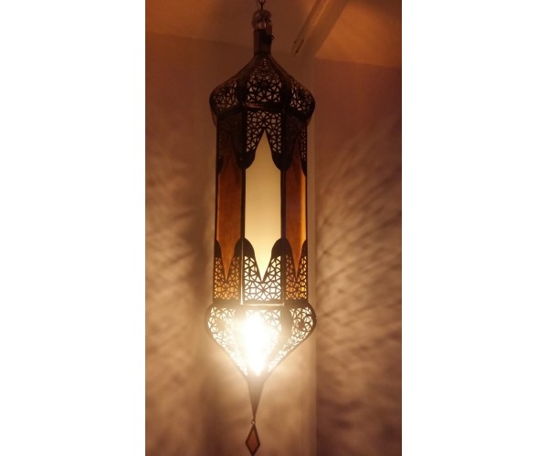Lámpara de bronce y cristal Iraquí
