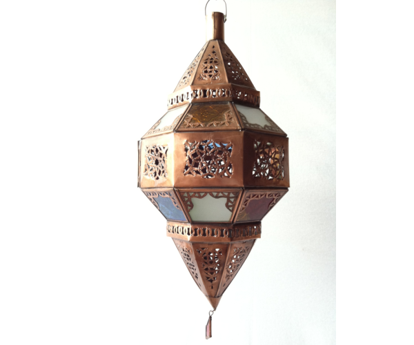 Lámpara marroquí de cristal y chapa de techo