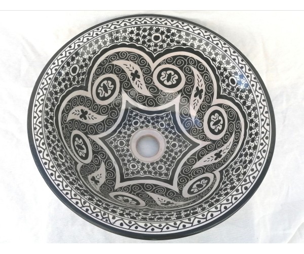 Lavabo de cerámica pintado Mar Negro