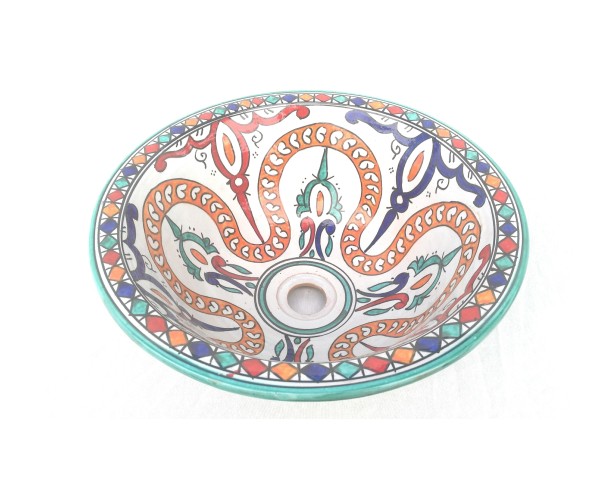 lavabo marroquí de cerámica pintado pulpo