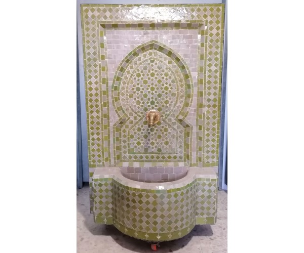 Fuente marroquíde mosaico beige y verde lima 1,10
