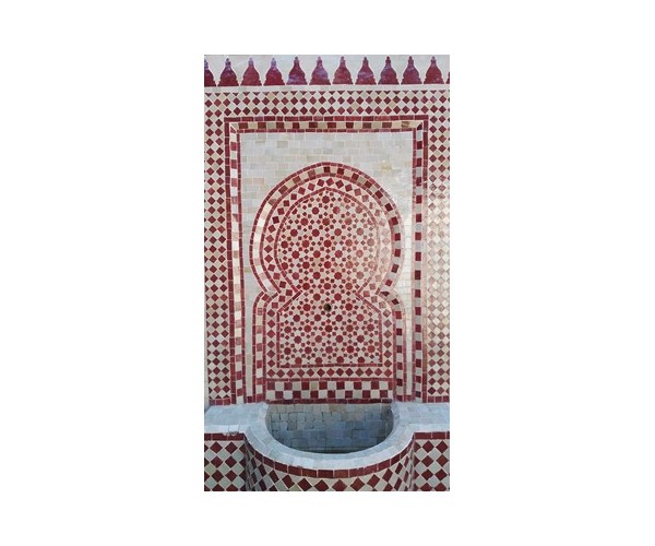 Fuente  de mosaico árabe 1,50  beige y roja